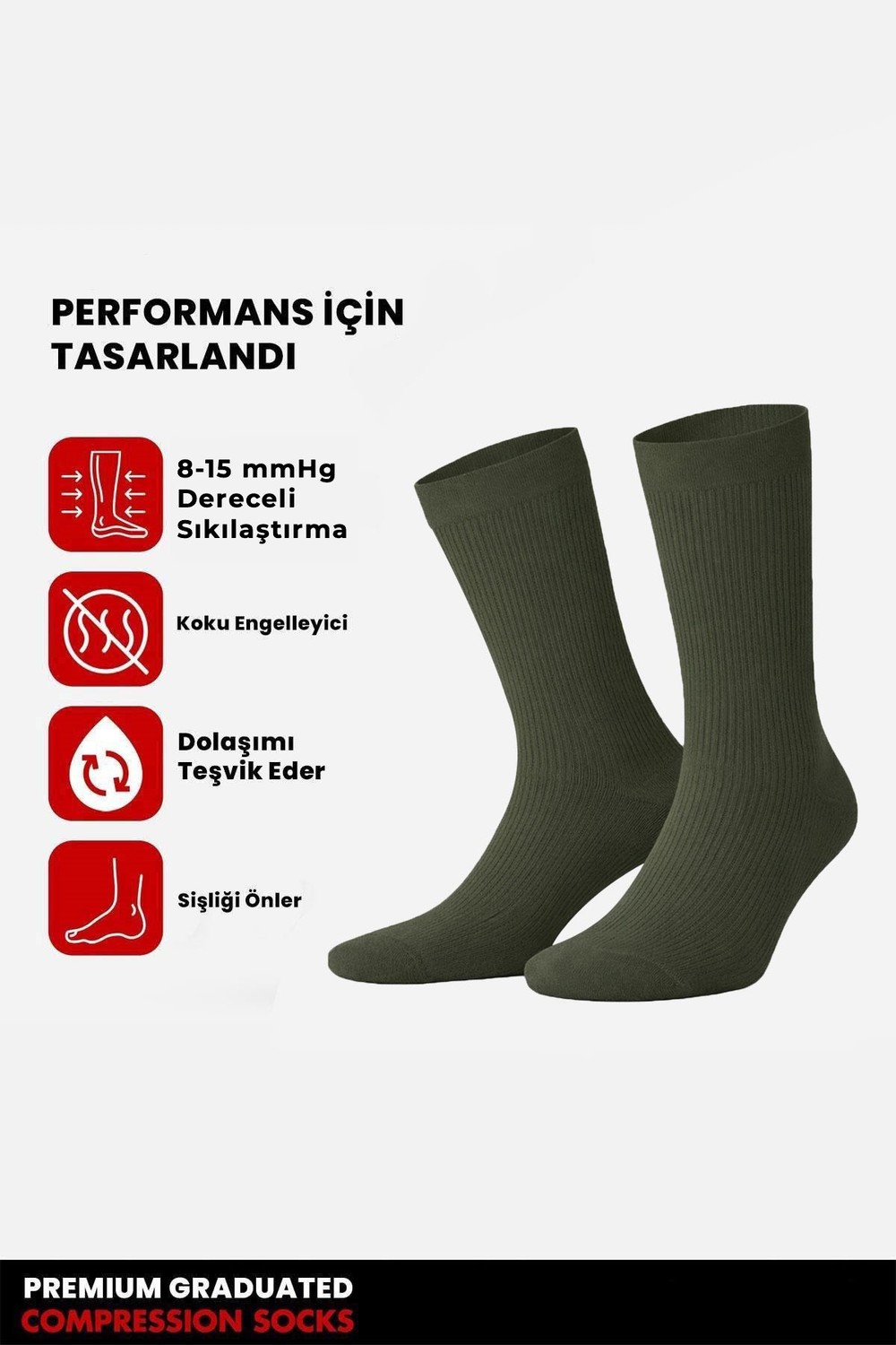 Unisex Organik Pamuk Özel Sıkılaştırıcı Teknolojiyle Uçuş ve Pilot Soket Çorap Haki