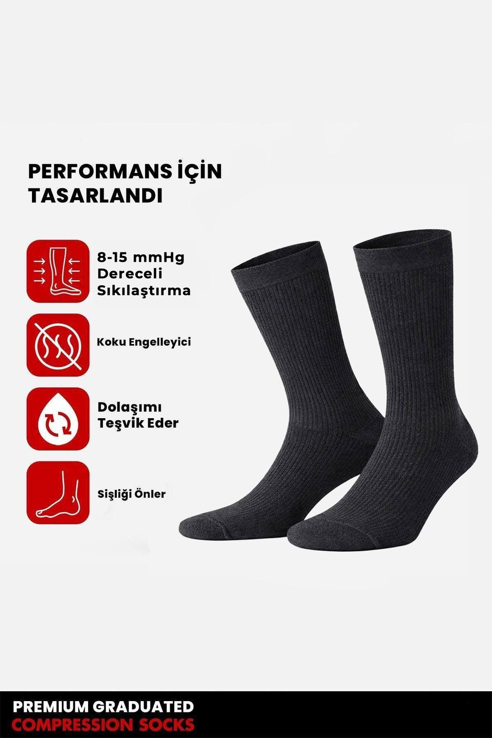 Unisex Organik Pamuk Özel Sıkılaştırıcı Teknolojiyle Uçuş ve Pilot Soket Çorap Antrasit
