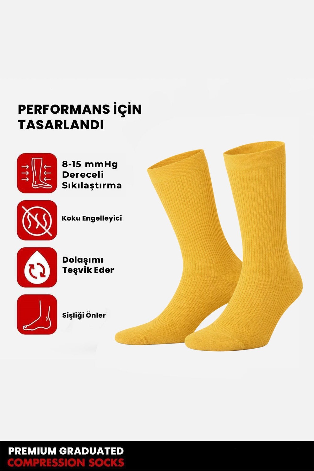 Unisex Organik Pamuk Özel Sıkılaştırıcı Teknolojiyle Uçuş ve Pilot Soket Çorap Hardal