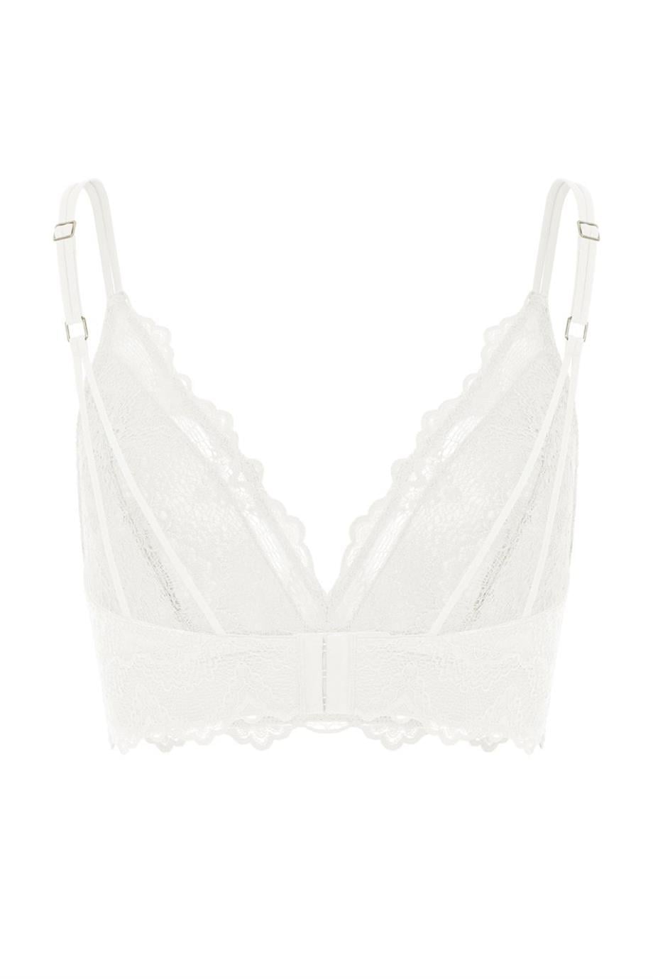 Flame Deep Plunge Bralette Off White
