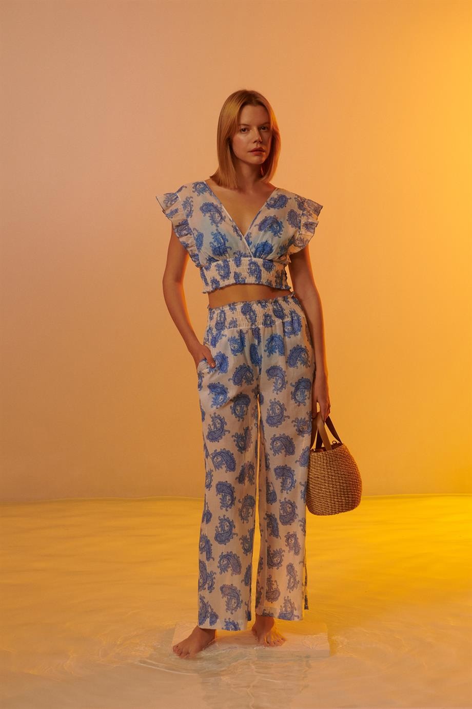 Sophia Pants Blue Printed