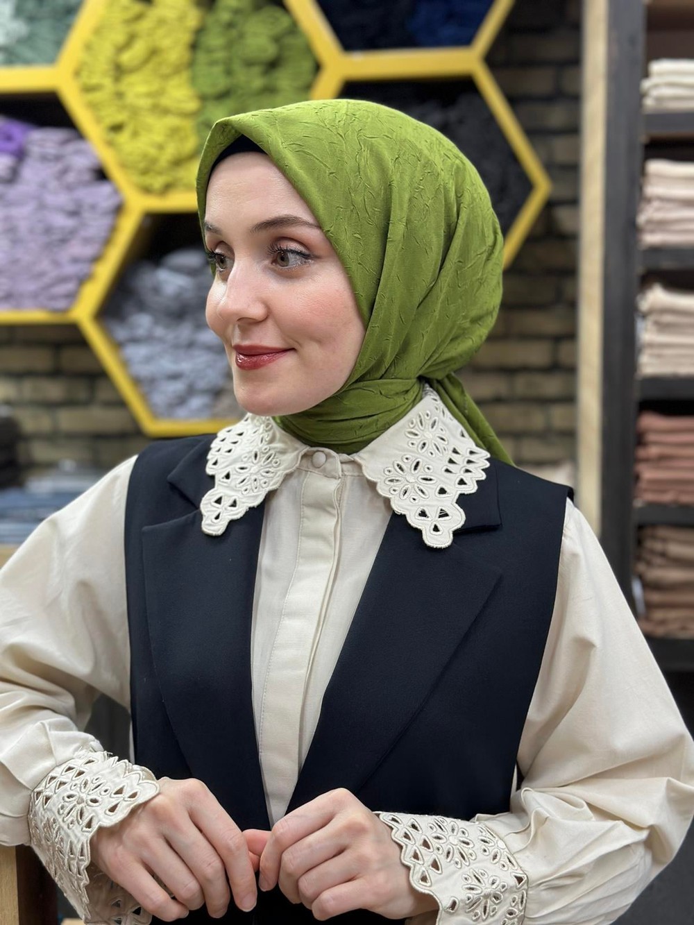 Bambu Eşarp Kına Yeşili