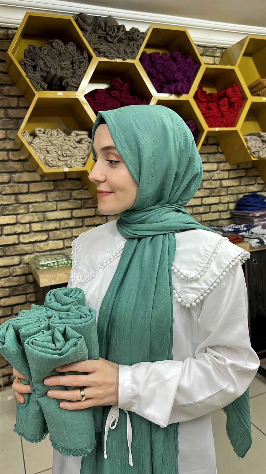 Bambu Şal Koyu Su Yeşili
