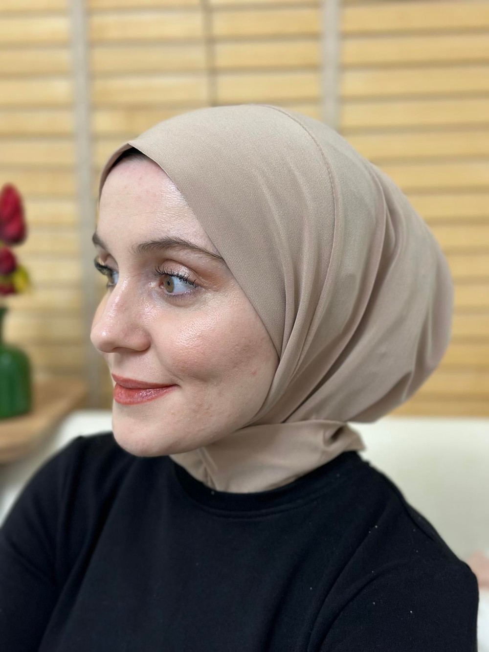 Çıtçıtlı Şal  Açık Kahverengi