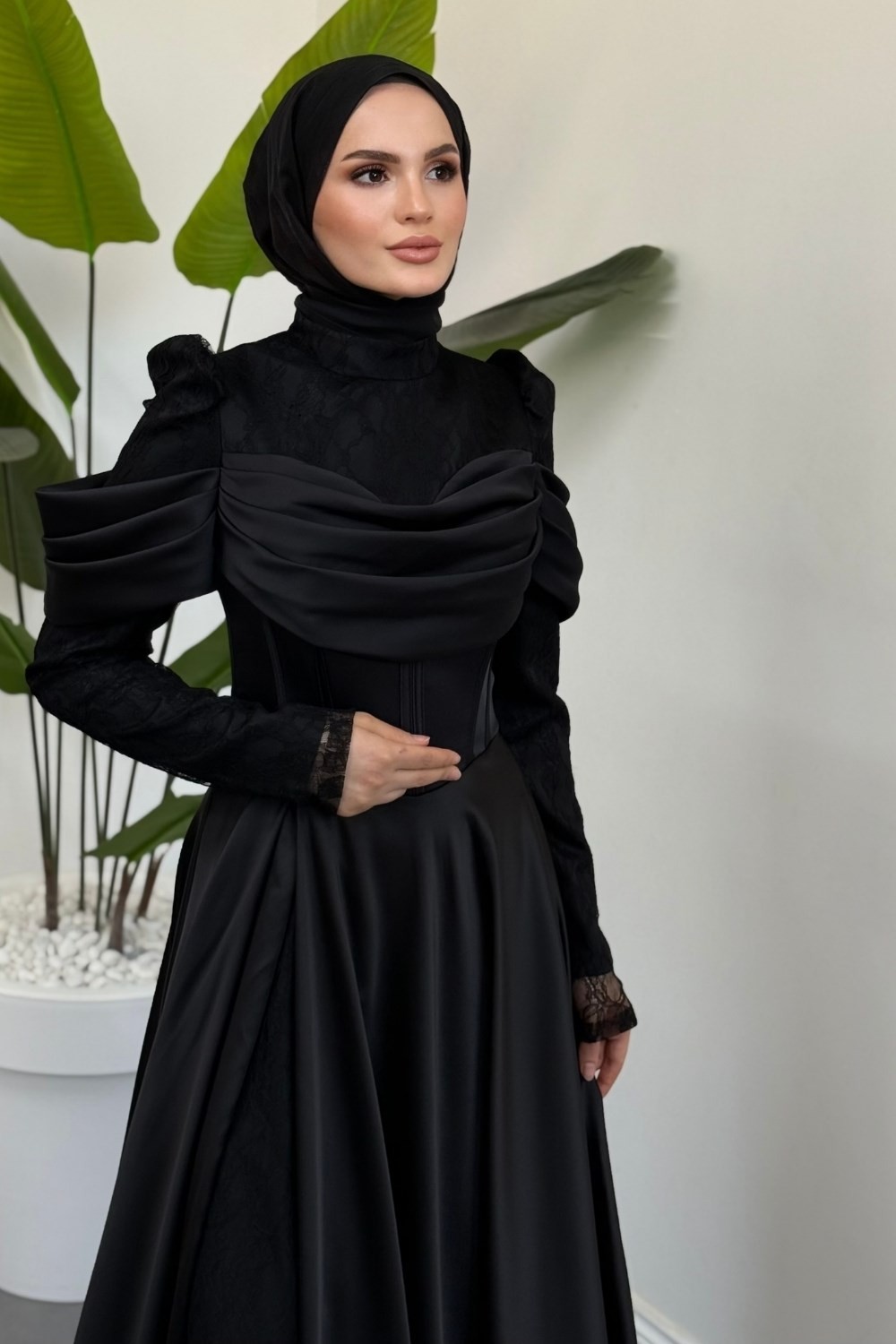 Alessandra Saten Prenses Abiye Siyah 
