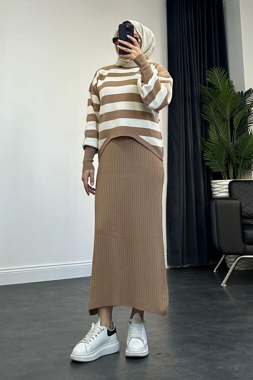 Buse Triko Elbise Camel