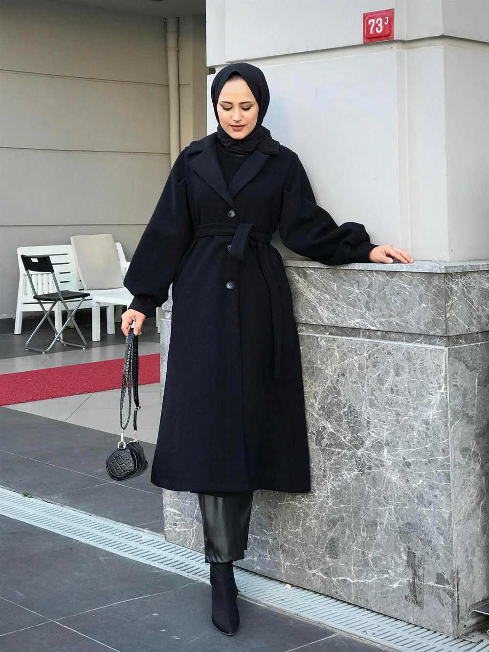 Catherina Kaşe Kaban Siyah