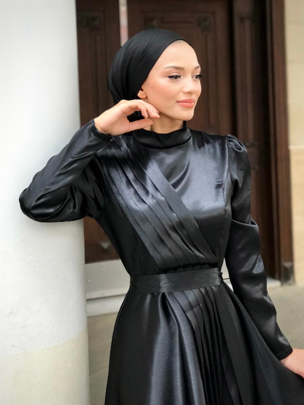 İnna Saten Abiye Sİyah