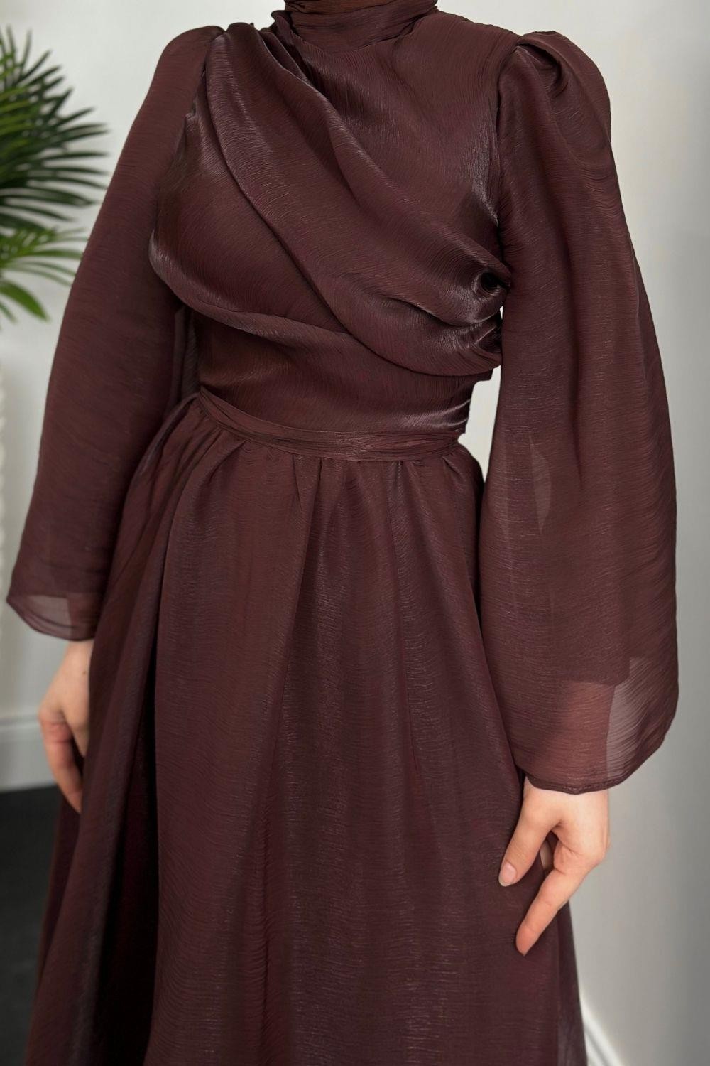 Margaret Drape Janjan Abiye Kahverengi