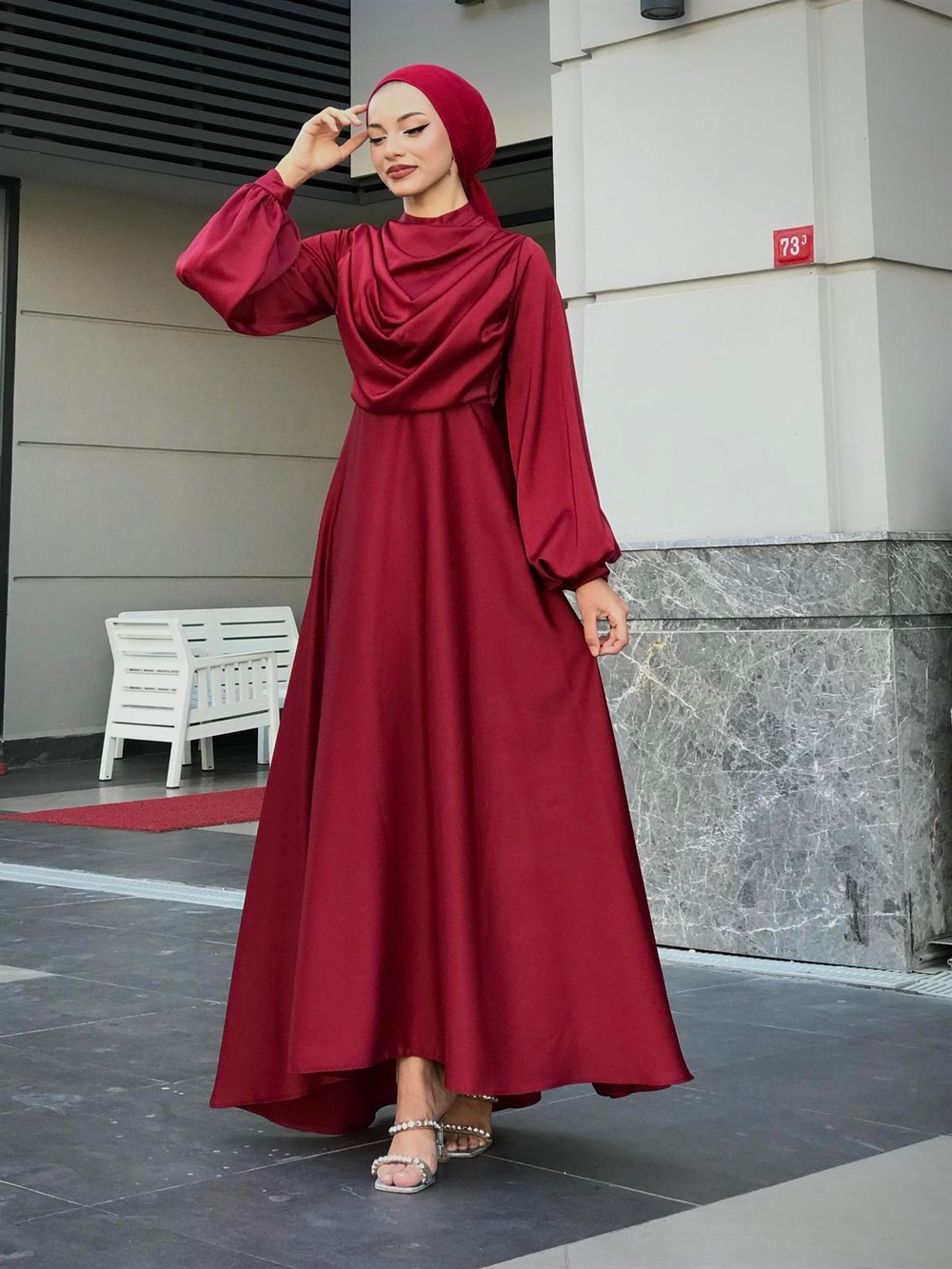 Matmazel Saten Abiye Bordo