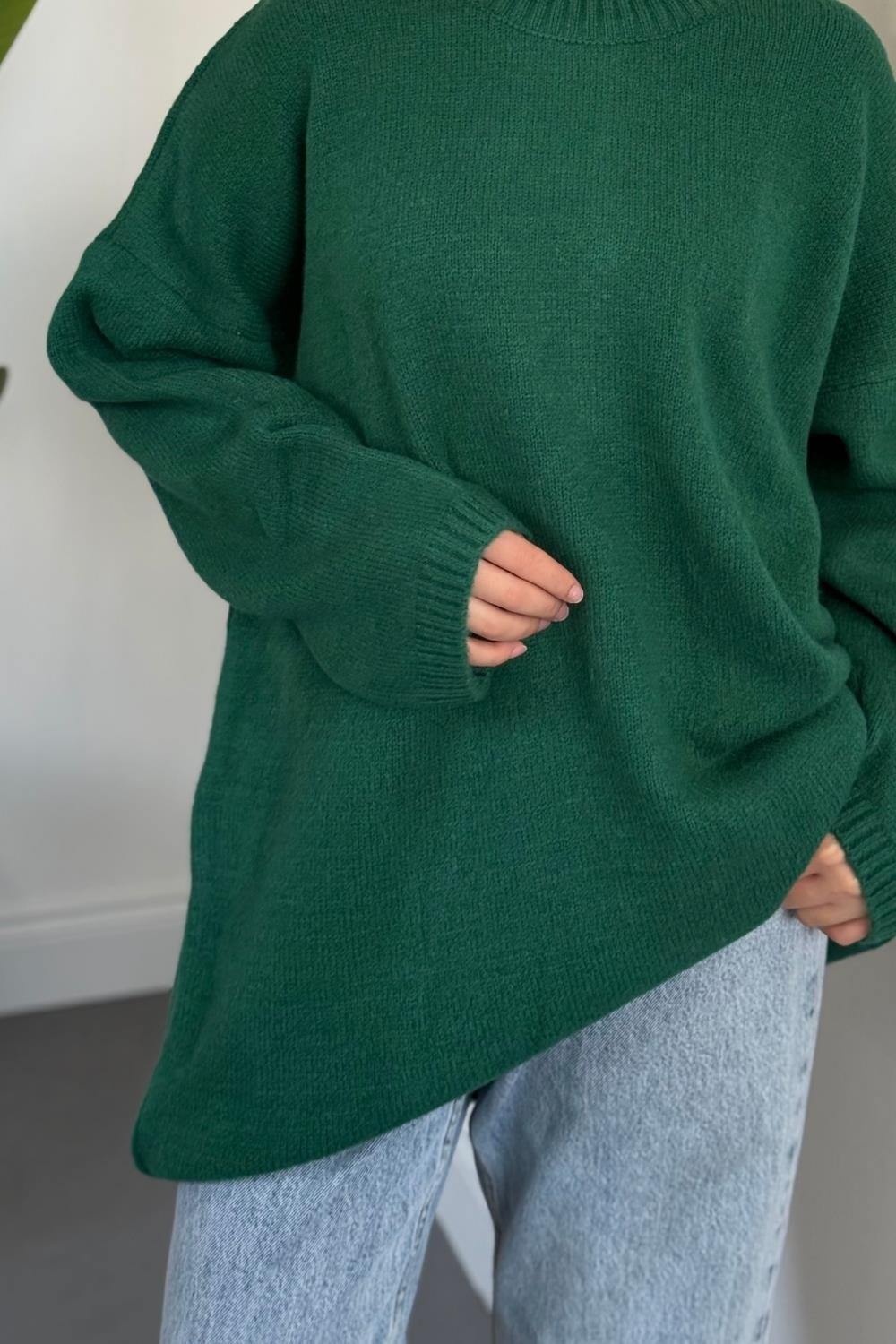 Sezin Ön Oval Kol Salaş Tunik Yeşil