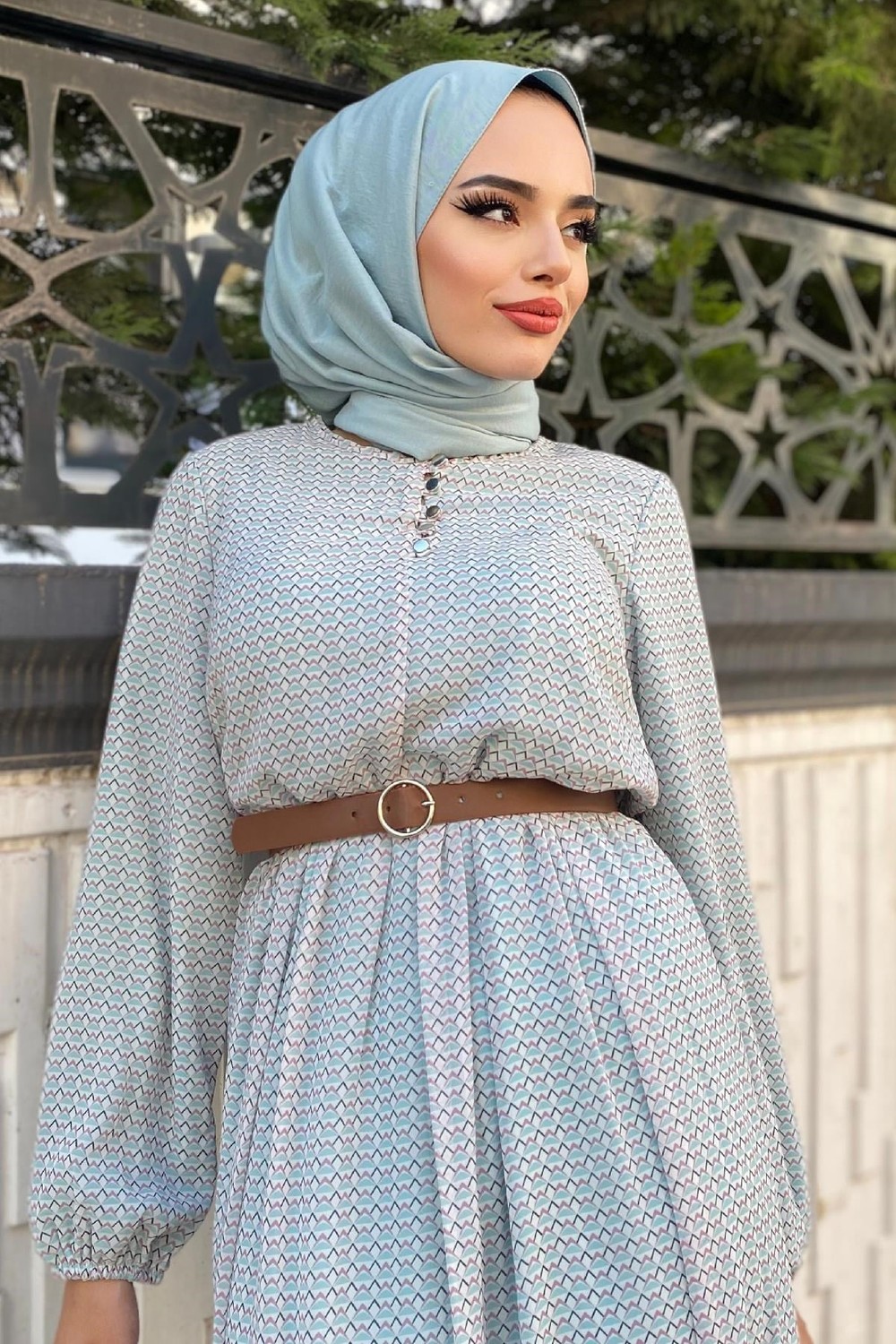 Şifon Katkat Elbise Mint