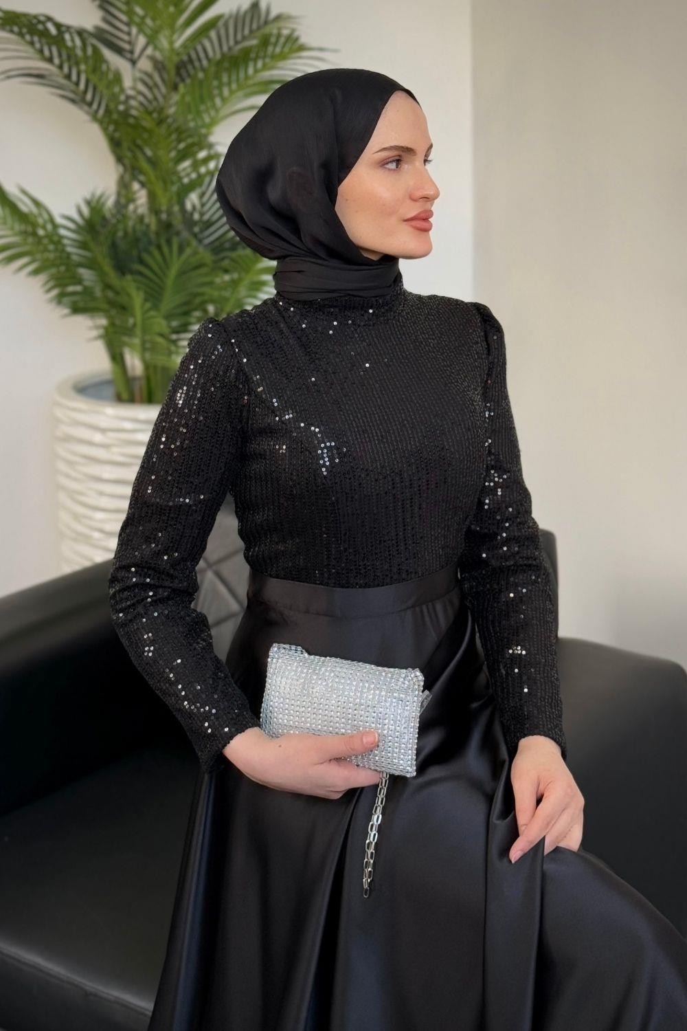 Tiana Pul Payet Abiye Siyah