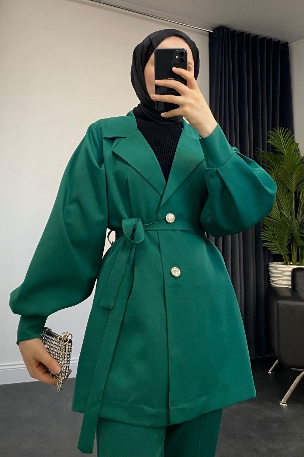 Tilda Ceket Takım Zümrüt
