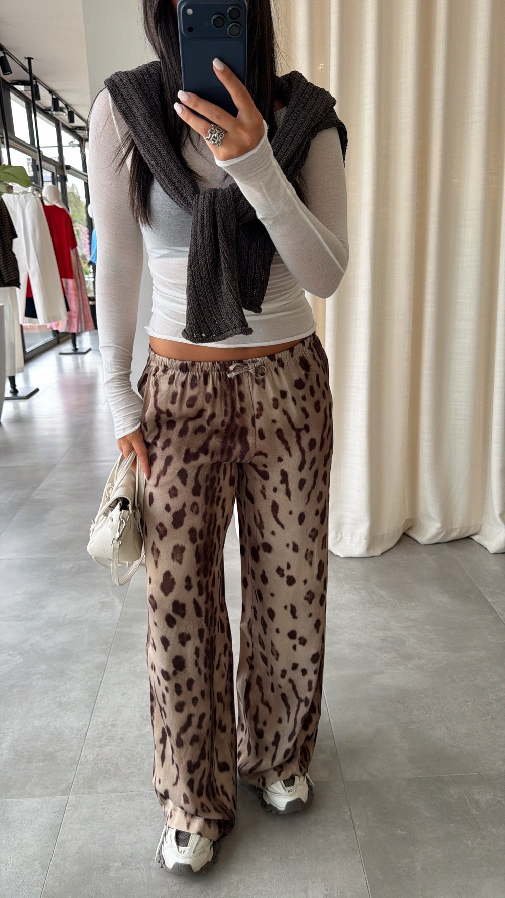Agbon Leopar Desenli Pantolon
