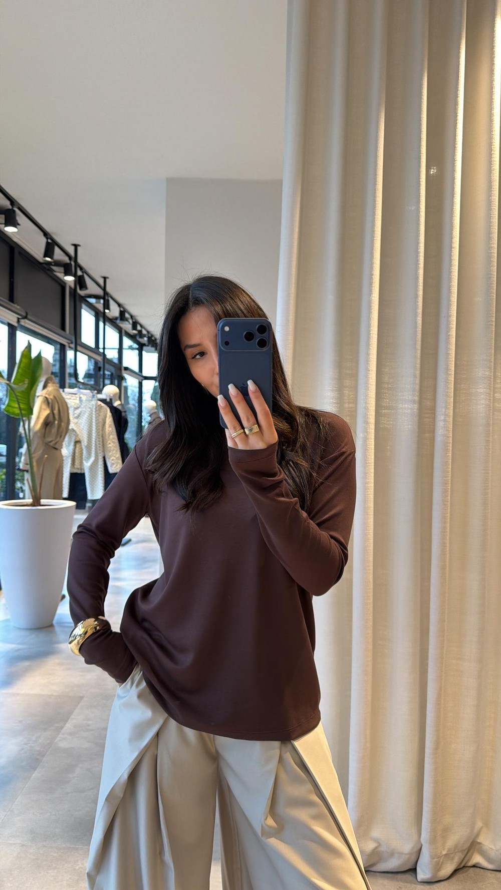 Kahve Narses Uzun Kol T-shirt