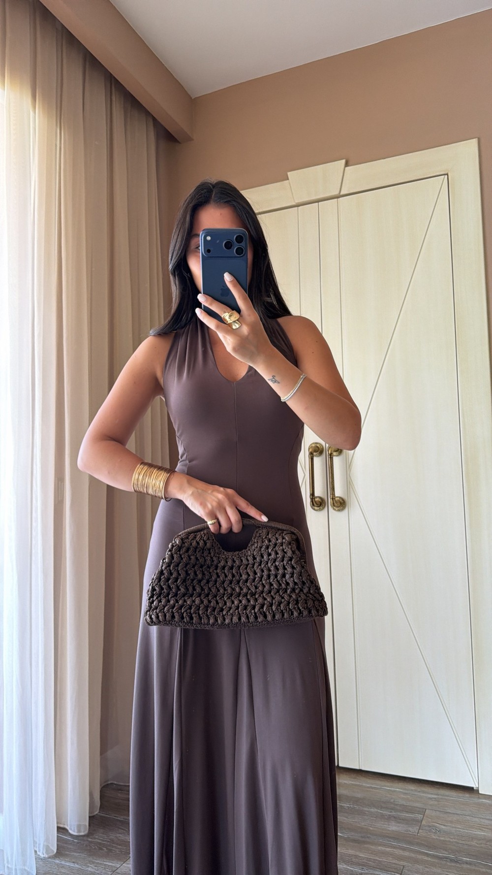 Kahve Paula Elbise