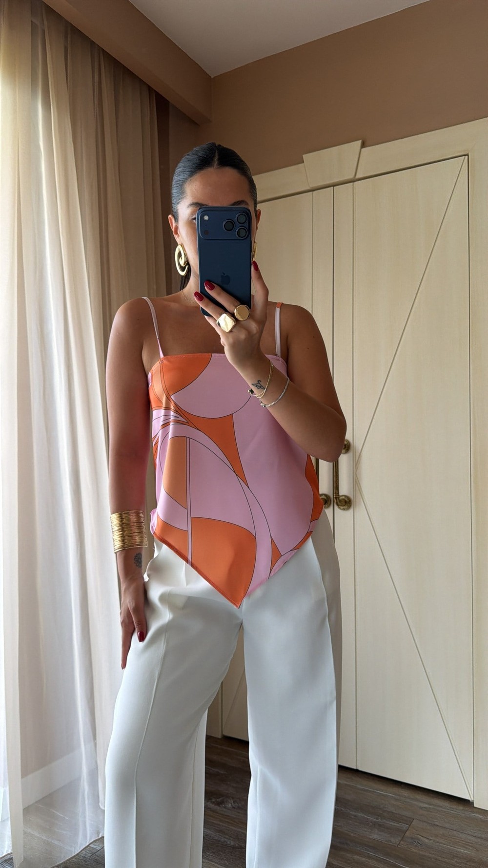 Pembe Desenli Delfina Bluz 