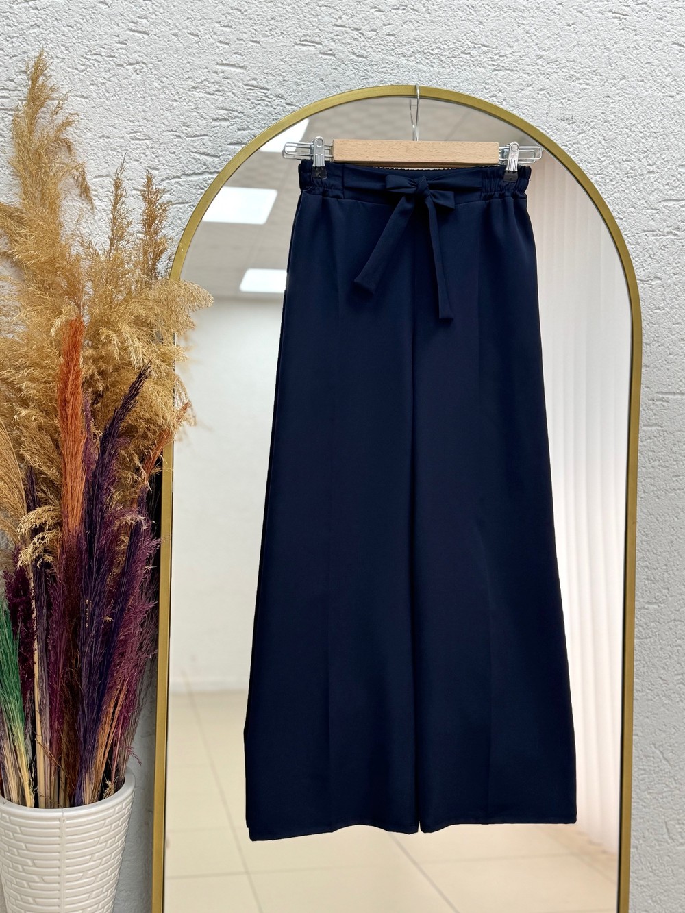 Asu Kuşaklı Bol Paça Pantolon-MT1445 Lacivert