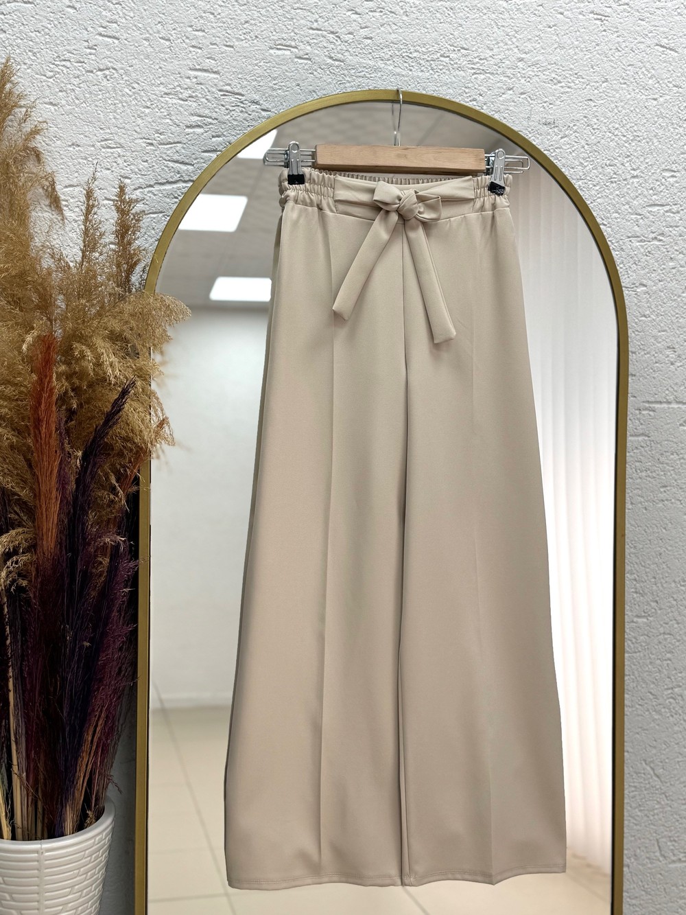 Asu Kuşaklı Bol Paça Pantolon-MT1445 Taş