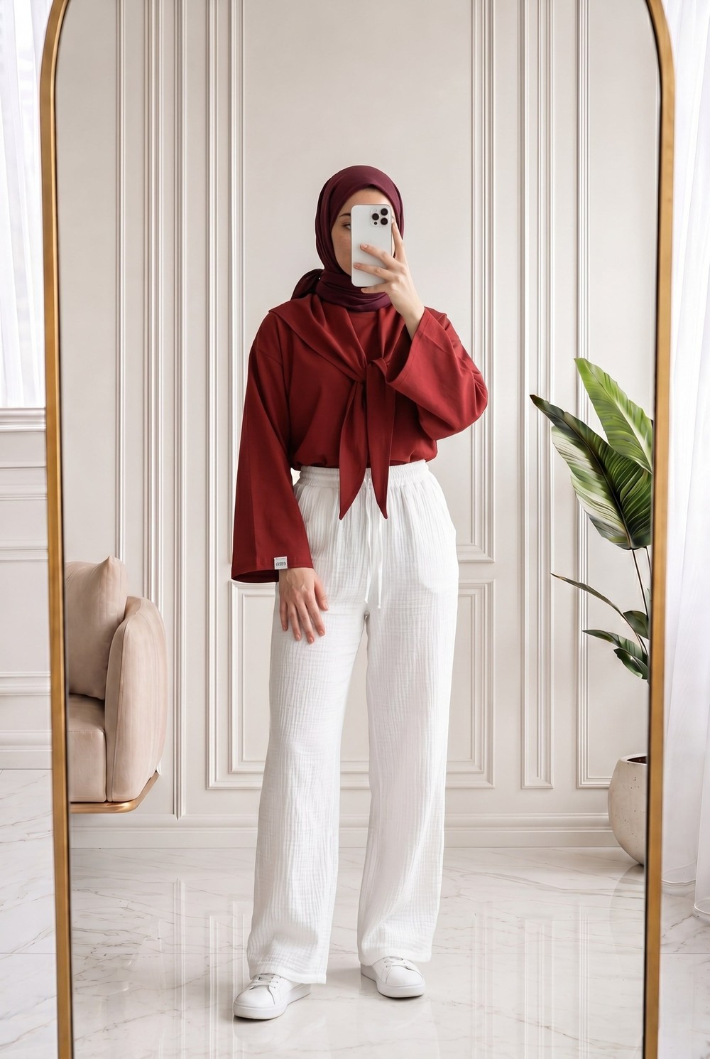 Aybanu Müslin Pantolon-MT523 Beyaz