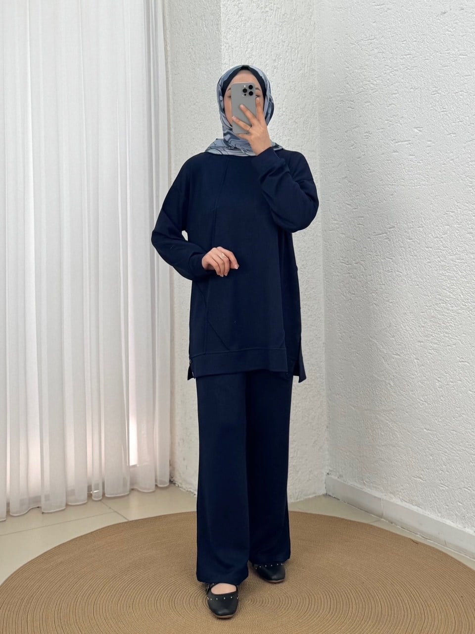 Aygen Önü Dikiş Detaylı Yanı Düğmeli Pantolonlu Takım-MF1890 Lacivert