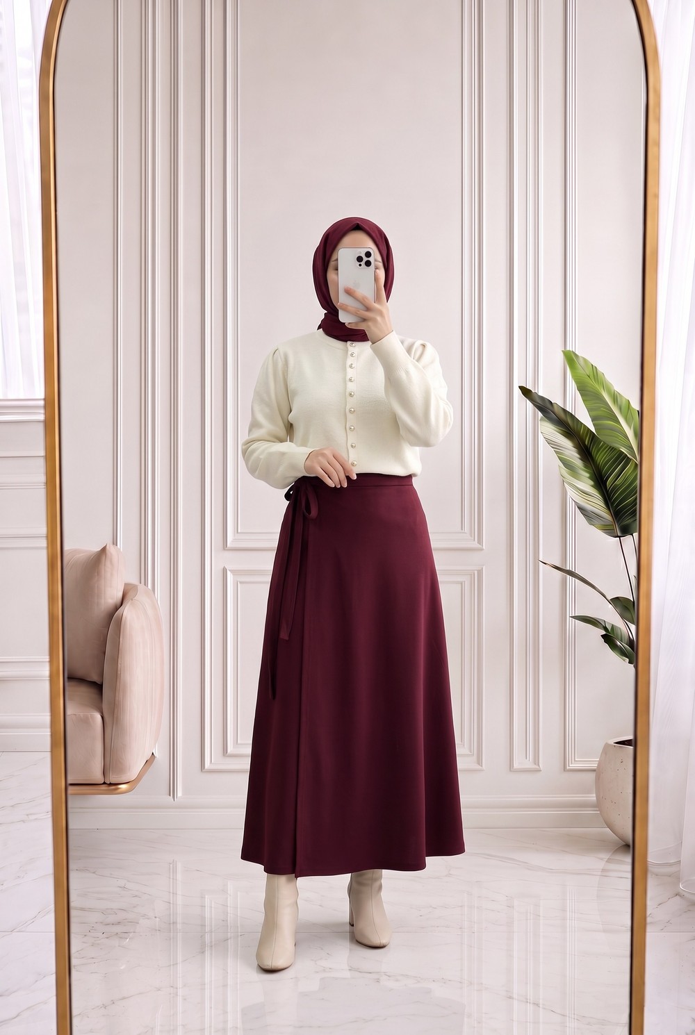 Bahardil Mini Gold Düğmeli Kısa Hırka-KR6041 Ekru