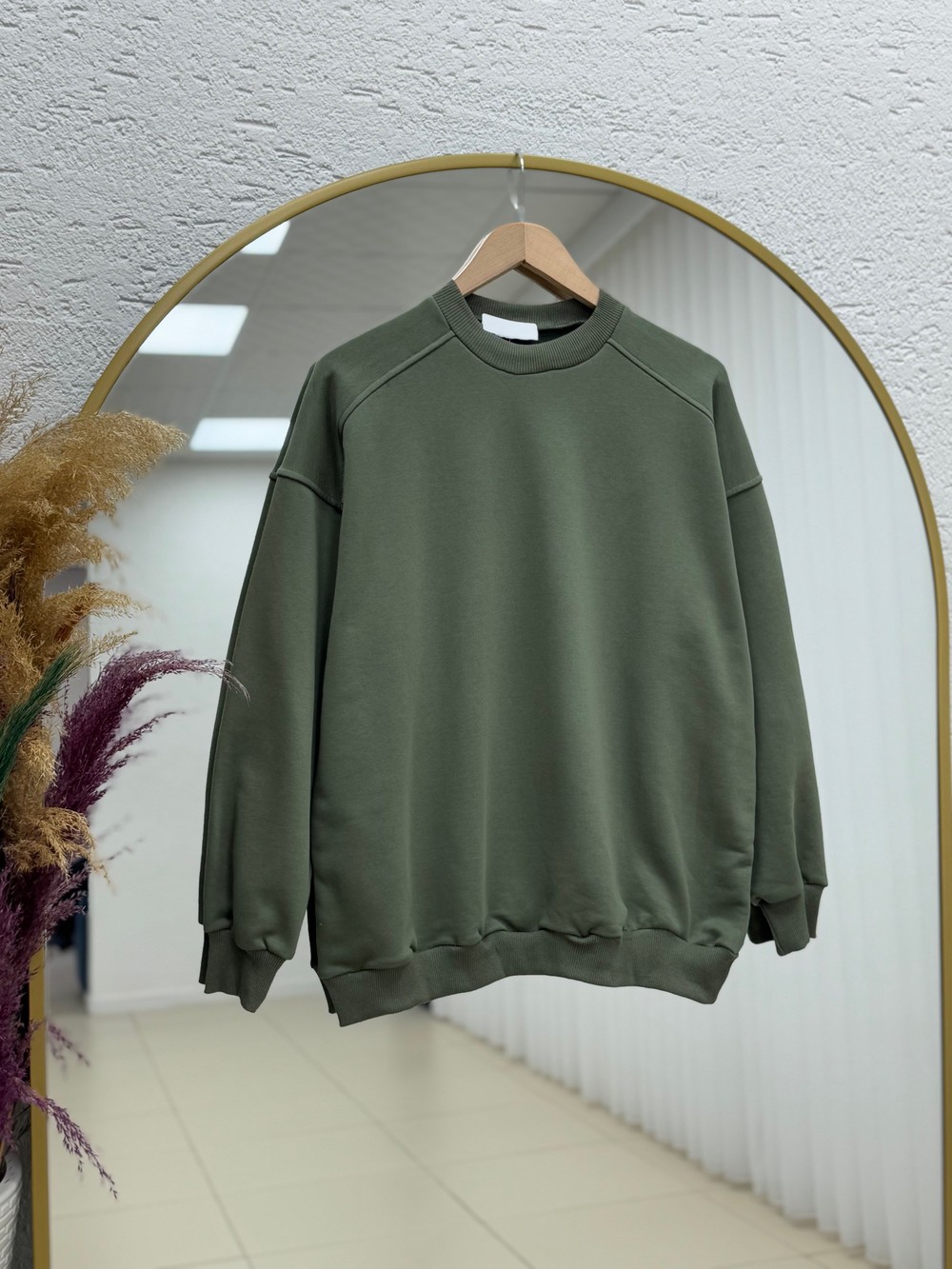 Bemeva Dikiş Detay İki İp Şardonlu Sweat-BN4522 Haki