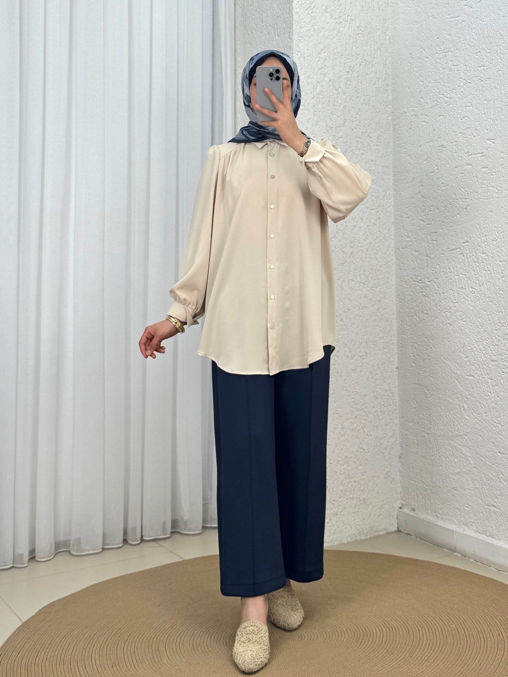 Çilay Uzun Jessica Gömlek-HK011 Taş
