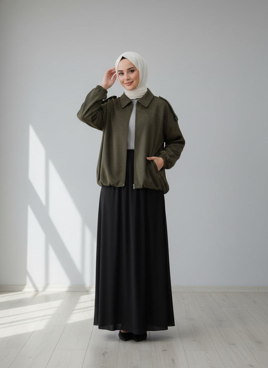 Dacey Omuzu Apoletli Süet Ceket-BN4527 Haki