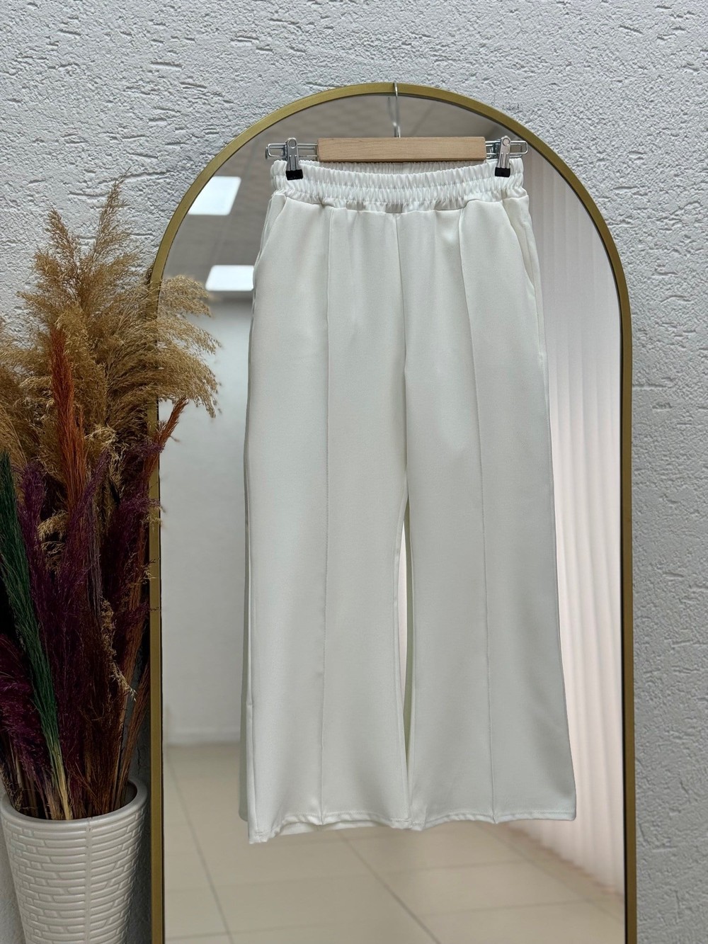 Elanur Çımalı İspanyol Paça Pantolon-MT4722 Beyaz