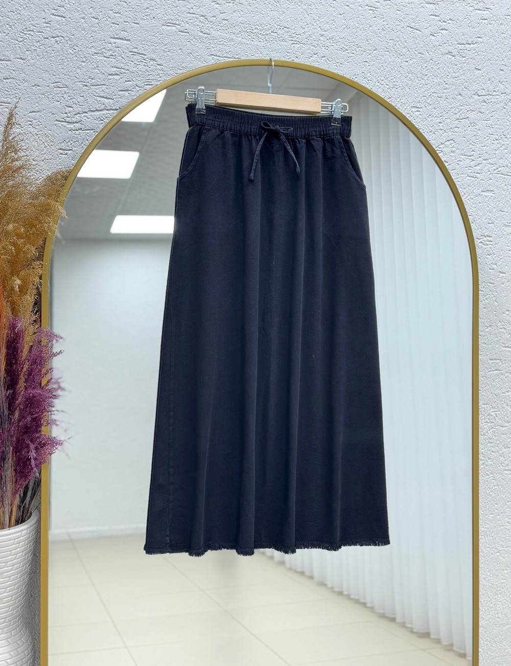 Feyona Altı Püsküllü Gabardin Etek-MA4281 Siyah