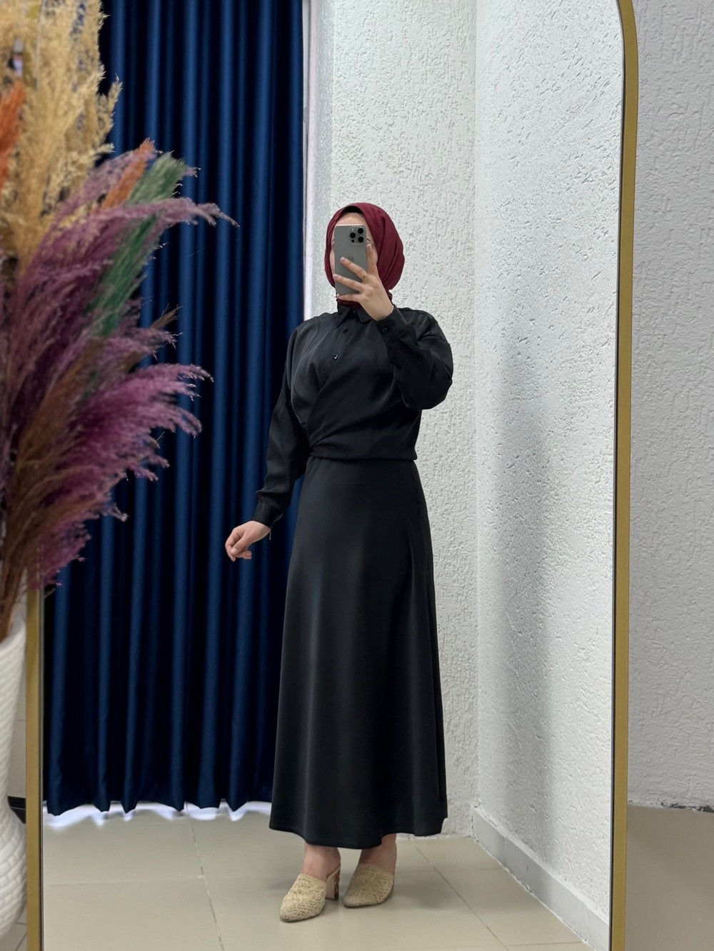 Gözde Saten Etek.EK137-BN8461 Siyah