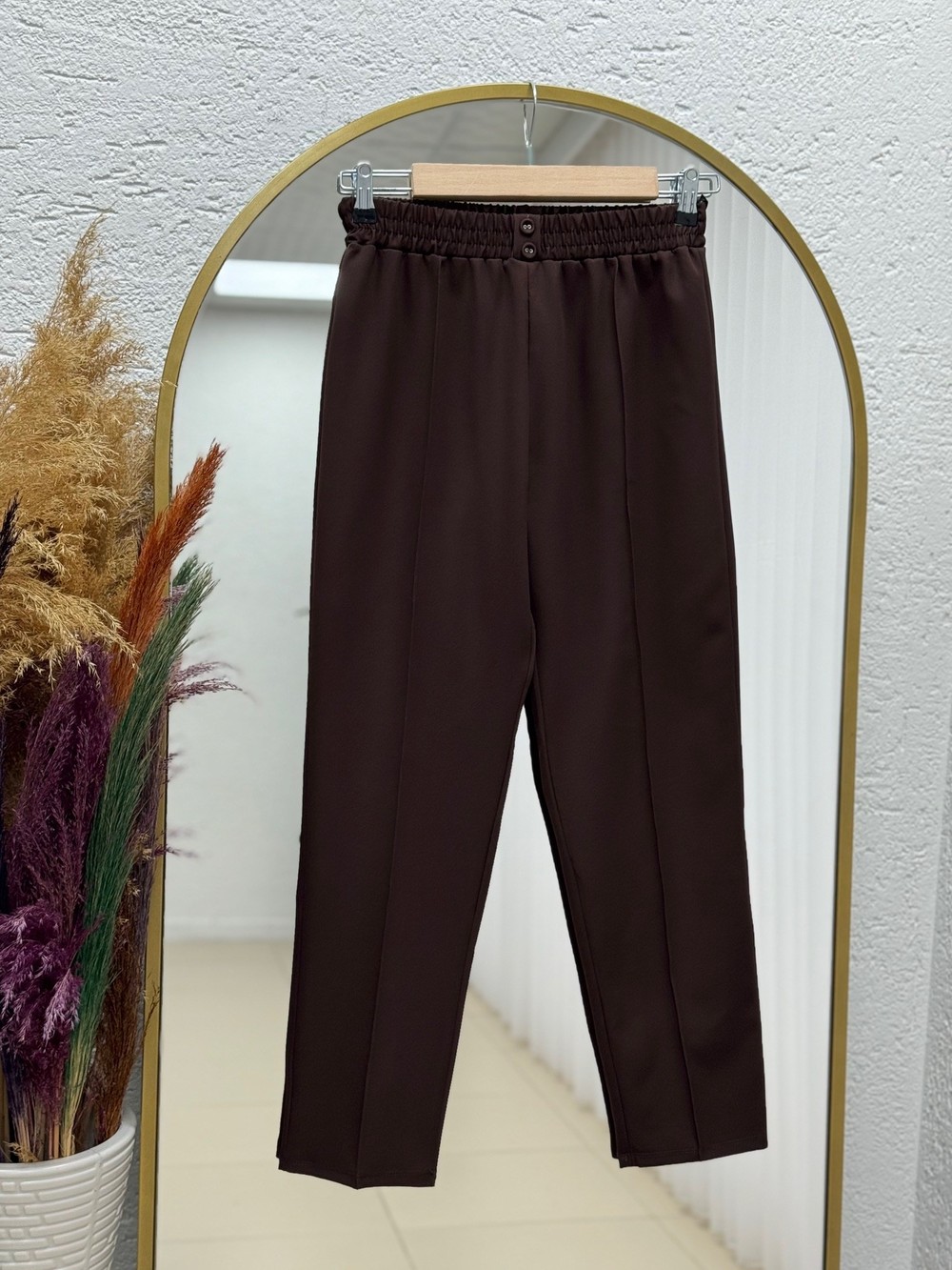 Gülçin Önü Çift Düğme Detaylı Havuç Paça Pantolon-MT5881 Kahve