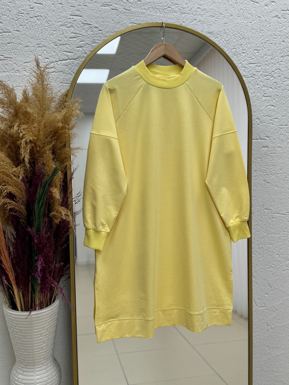 Karessa Dikiş Detaylı Uzun Sweatshirt-EU3072 Sarı