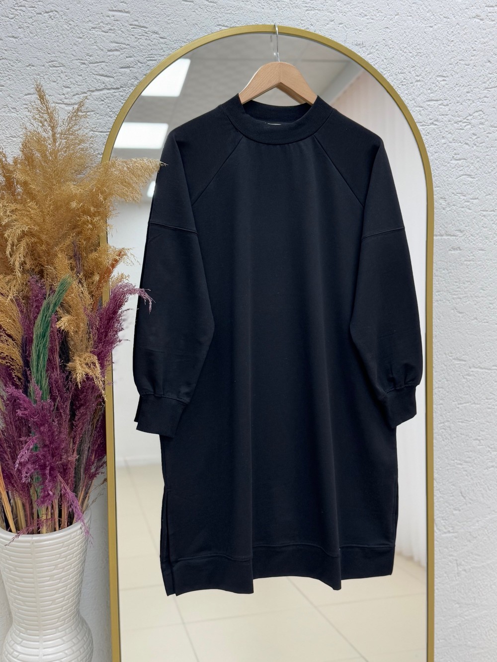 Karessa Dikiş Detaylı Uzun Sweatshirt-EU3072 Siyah