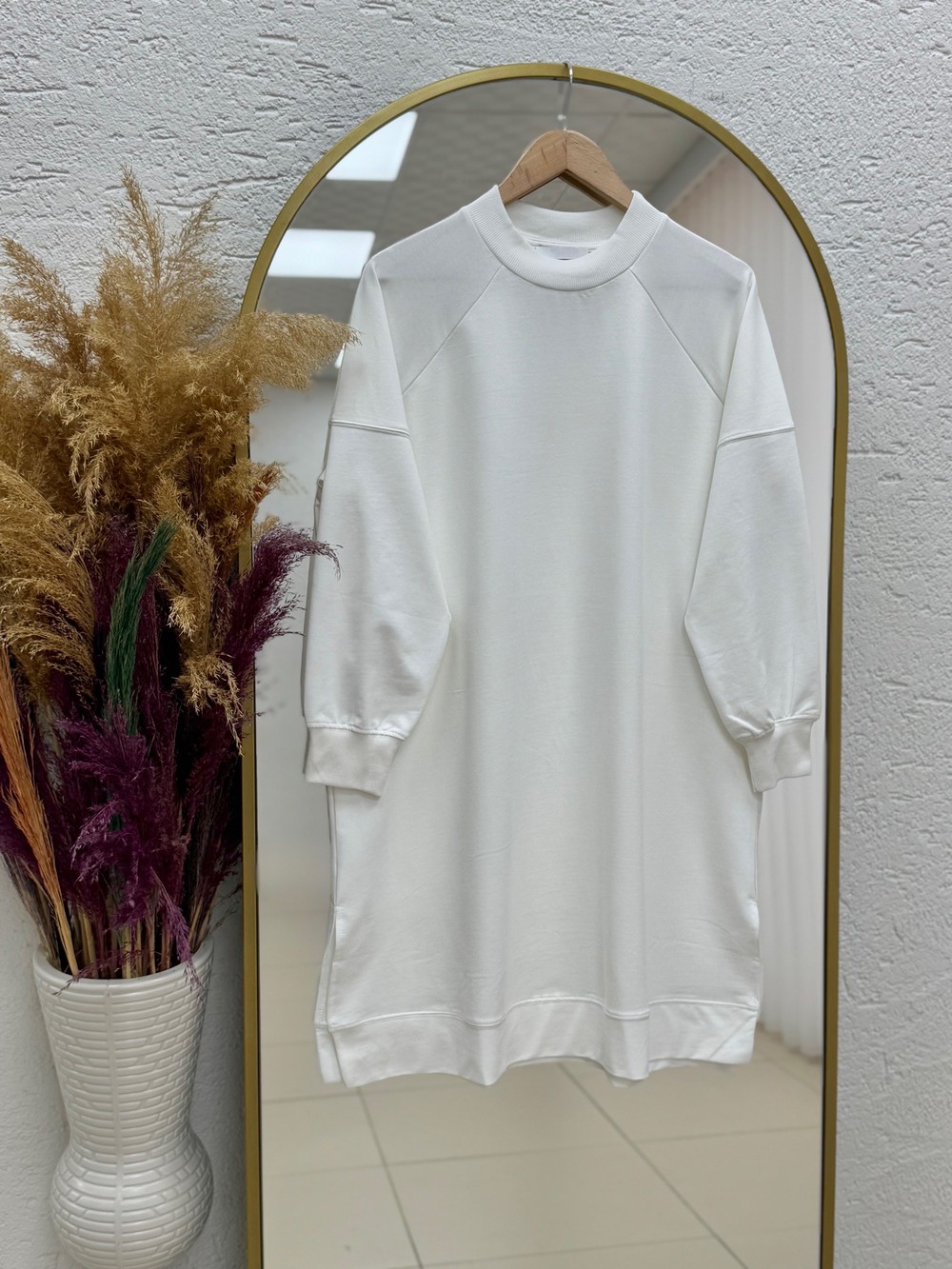Karessa Dikiş Detaylı Uzun Sweatshirt-EU3072 Ekru