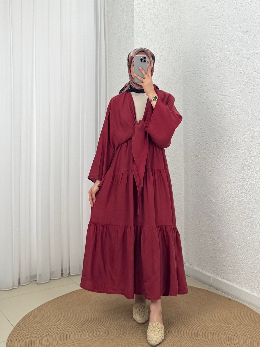 Lunique Eteği Katkatlı Bağlamalı Takım-EK630 Bordo