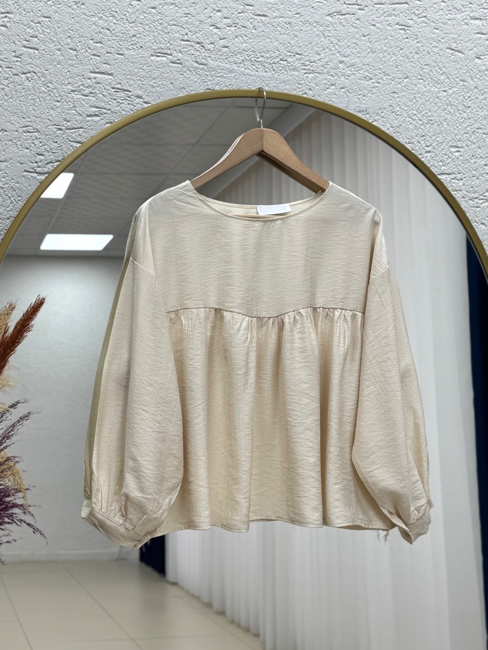 Medine Manşet Detay Büzgülü Tunik-AS5981 Taş