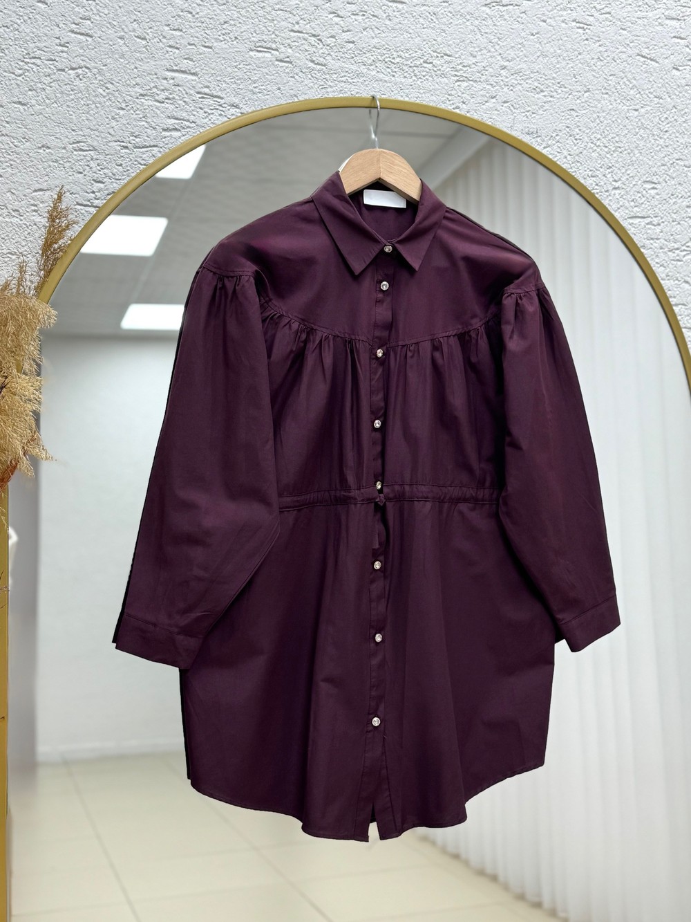 Menekşe Önü Robalı Beli Tünelli Gömlek-BN4433 Mürdüm