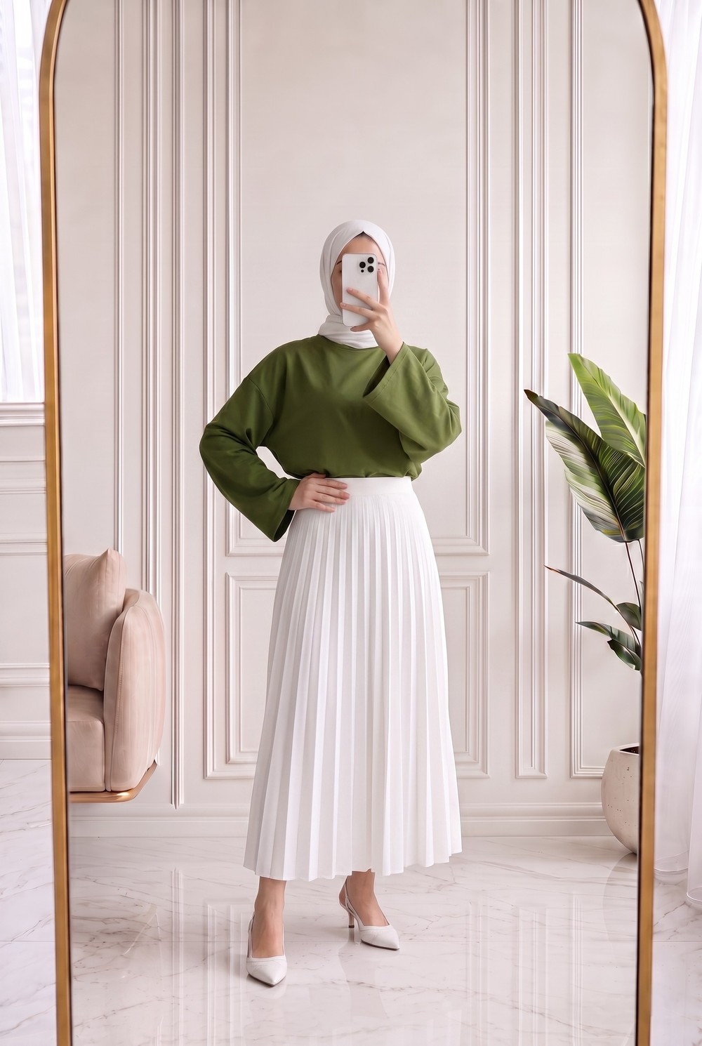Nazgül Geniş Kollu Salaş Bluz-SS13072 Haki