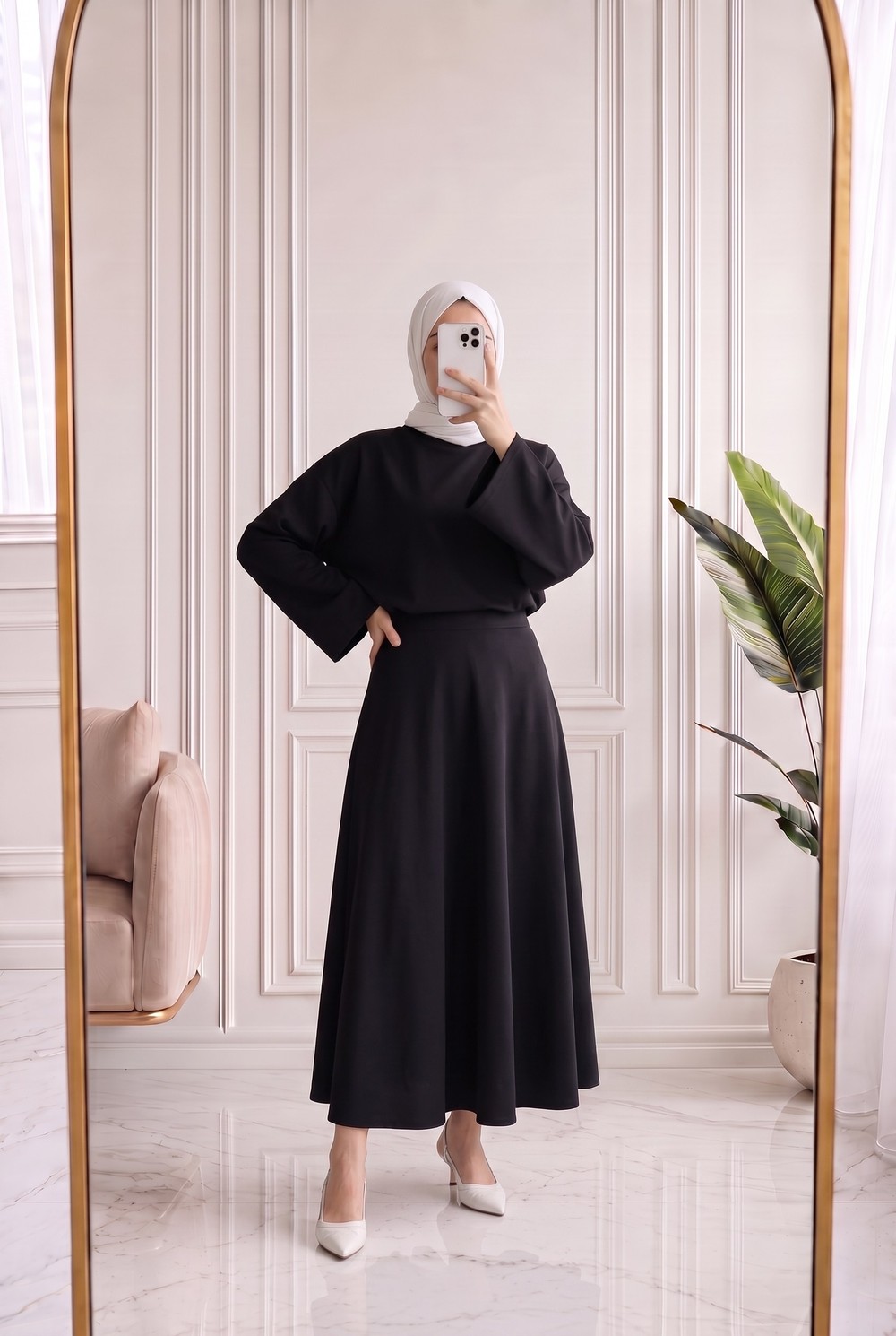 Nazgül Geniş Kollu Salaş Bluz-SS13072 Siyah