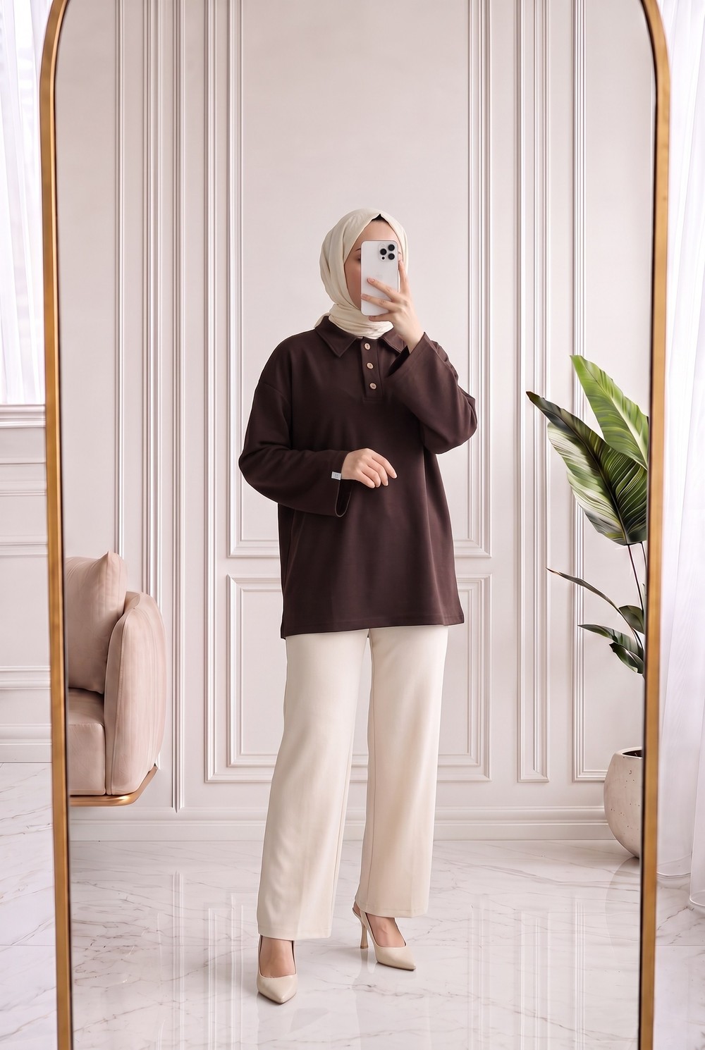 Nevcan Yakalı 3 Düğmeli Sweat-MA759 Kahve