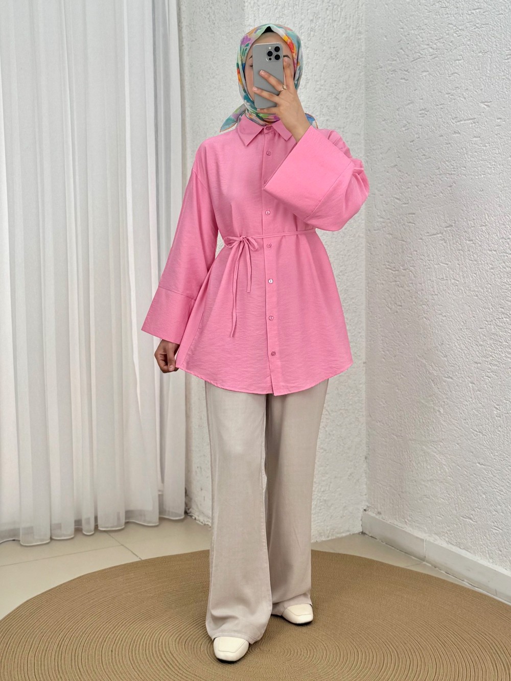 Nubira Kırışık Lilyum Gömlek-Çİ513.2 Pembe