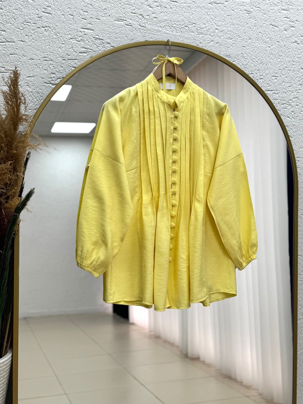 Öykü Nervürlü Düğmeli Tunik-ZN2019 Sarı