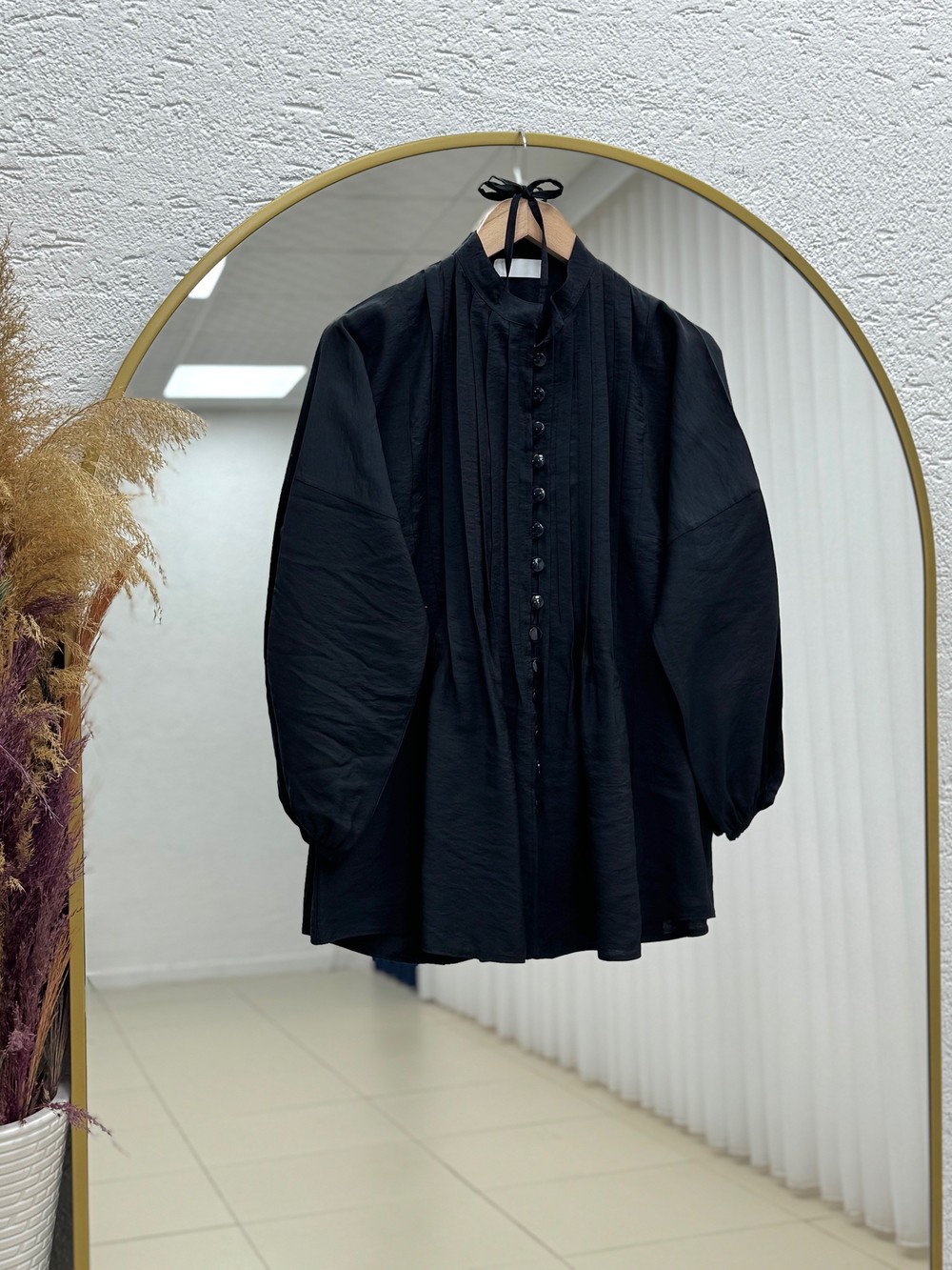 Öykü Nervürlü Düğmeli Tunik-ZN2019 Siyah