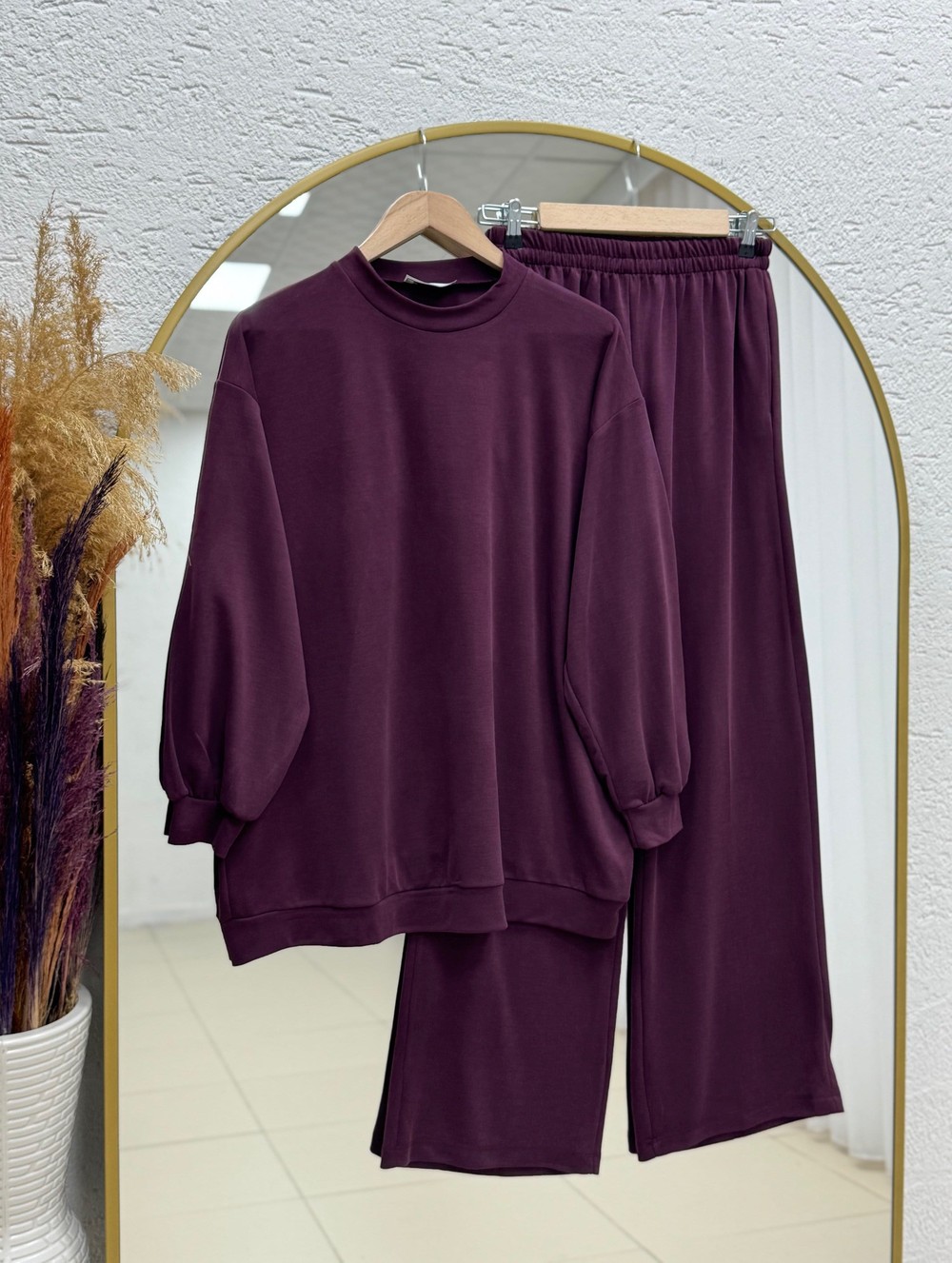Pera Oversize Pike Pantolonlu Takım-NL845 Mürdüm