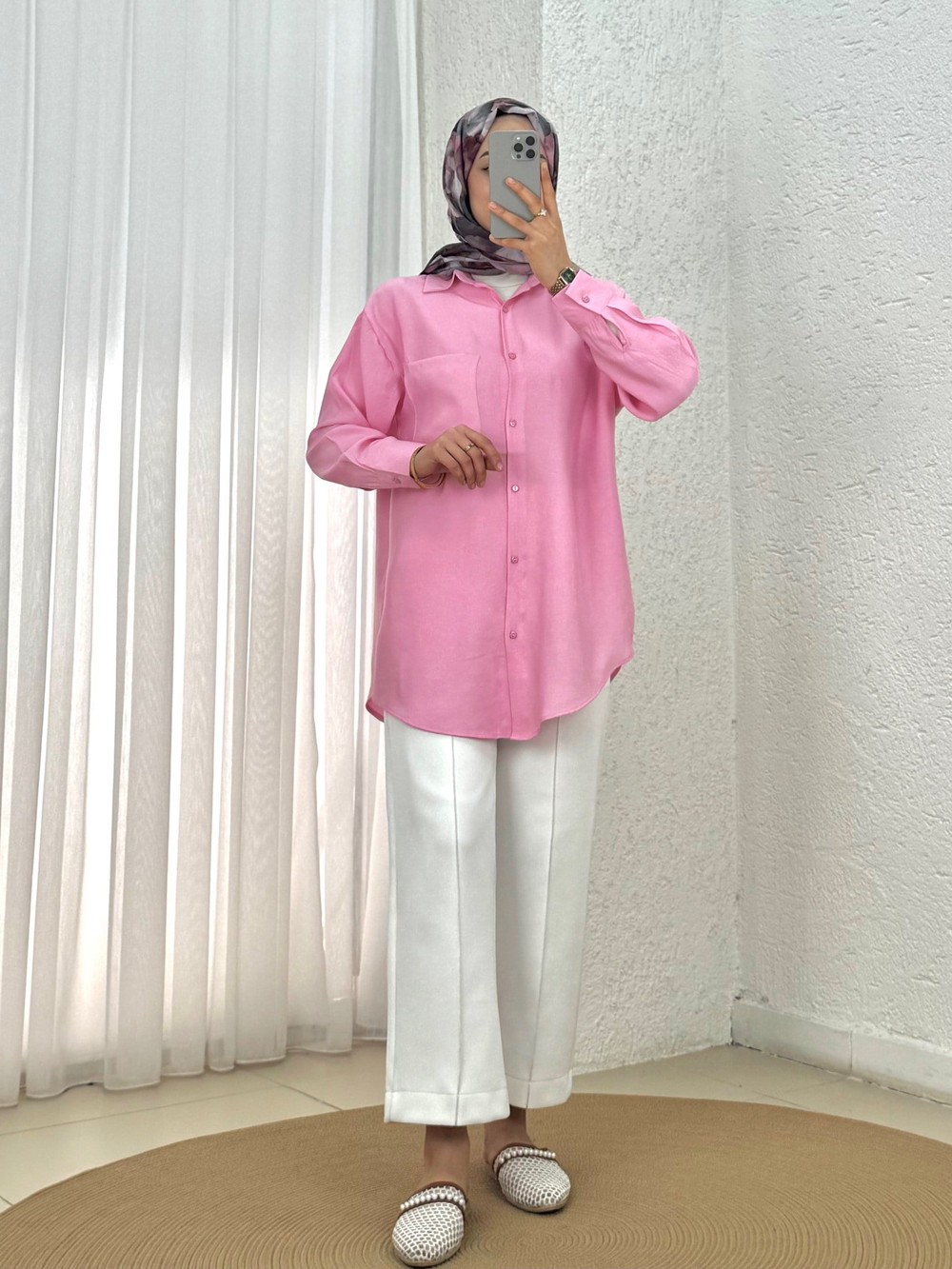 Ritim Tek Cepli Salaş Gömlek-Zİ2211 Pembe