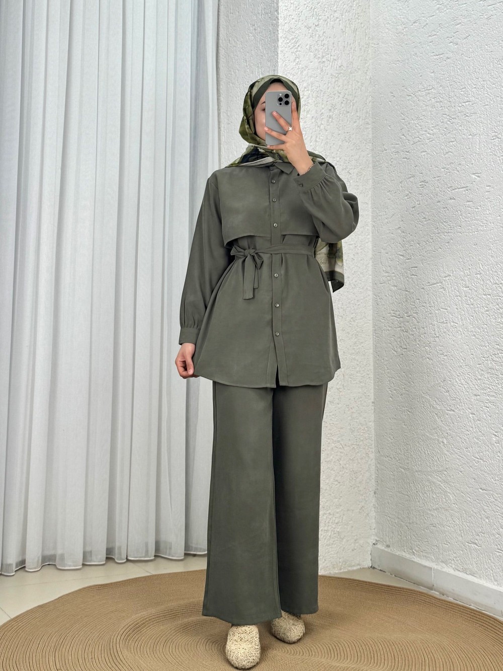 Selenay Bolerolu Pantolonlu Takım-NA3442 Haki