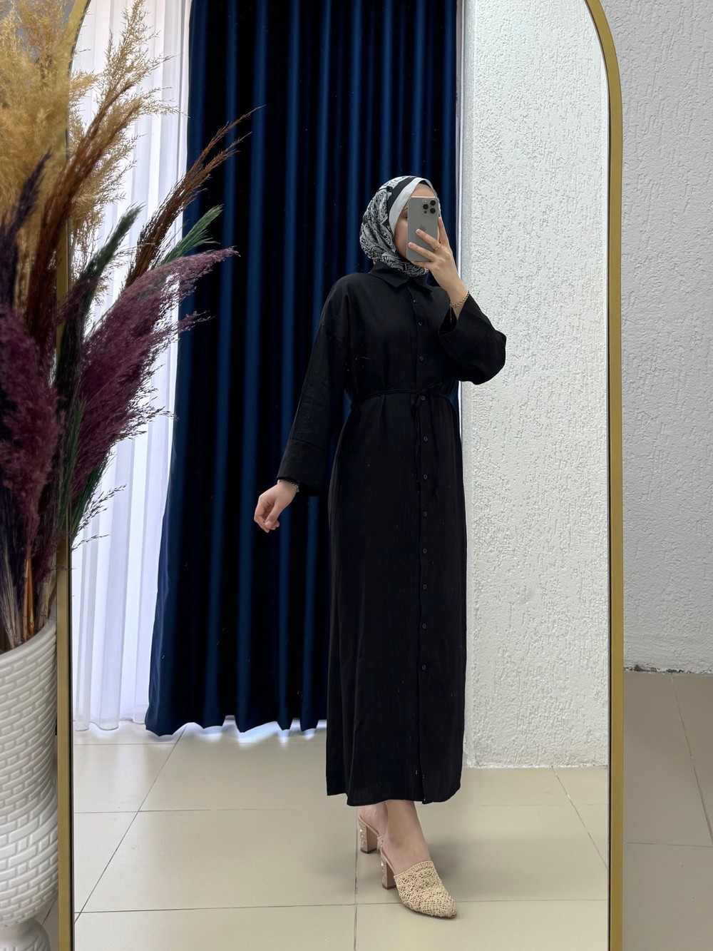 Velenya Takma Manşet Çilek Elbise-TN013 Siyah